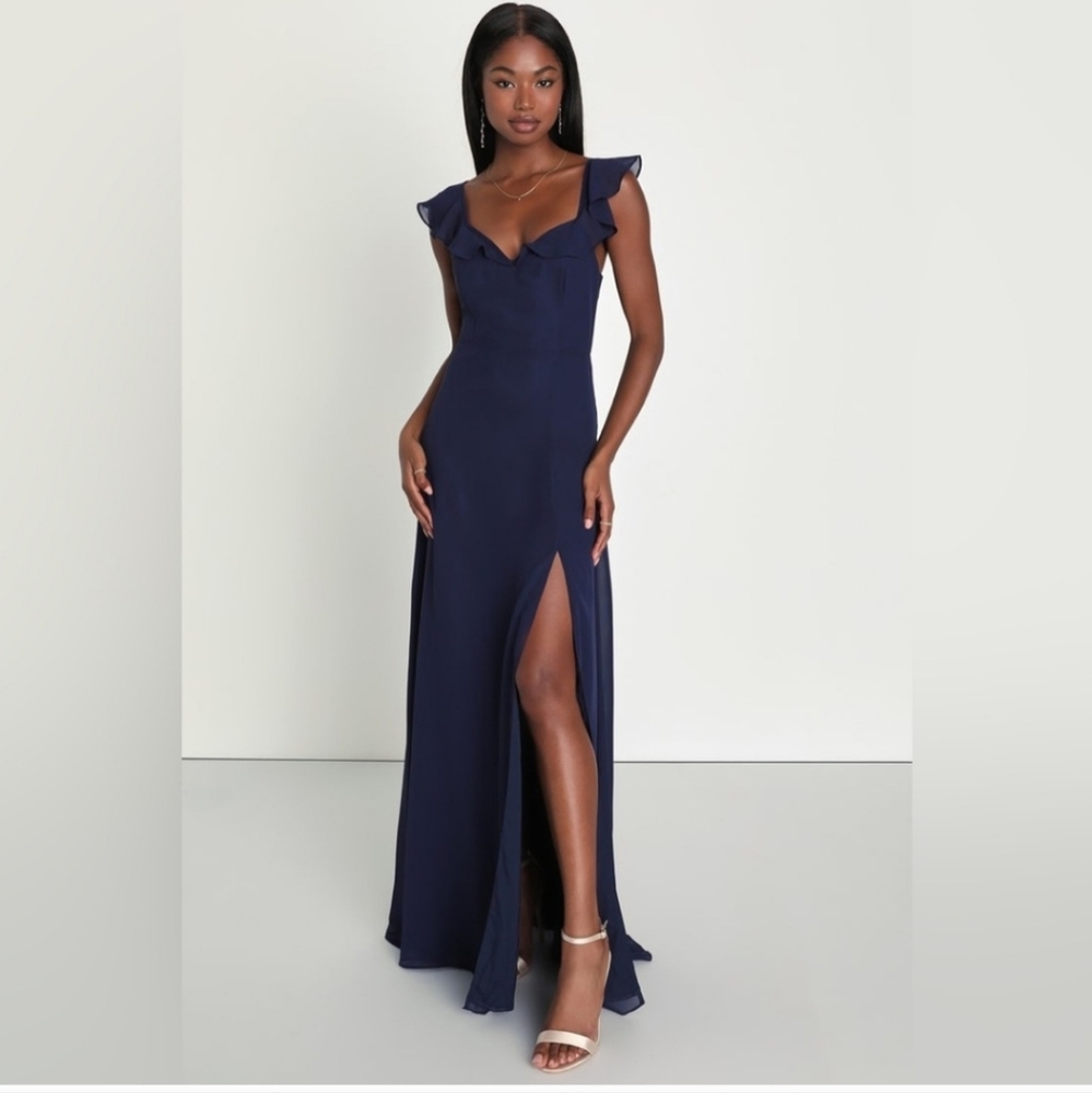 Lulu's Navy Blue Tie Back Dress